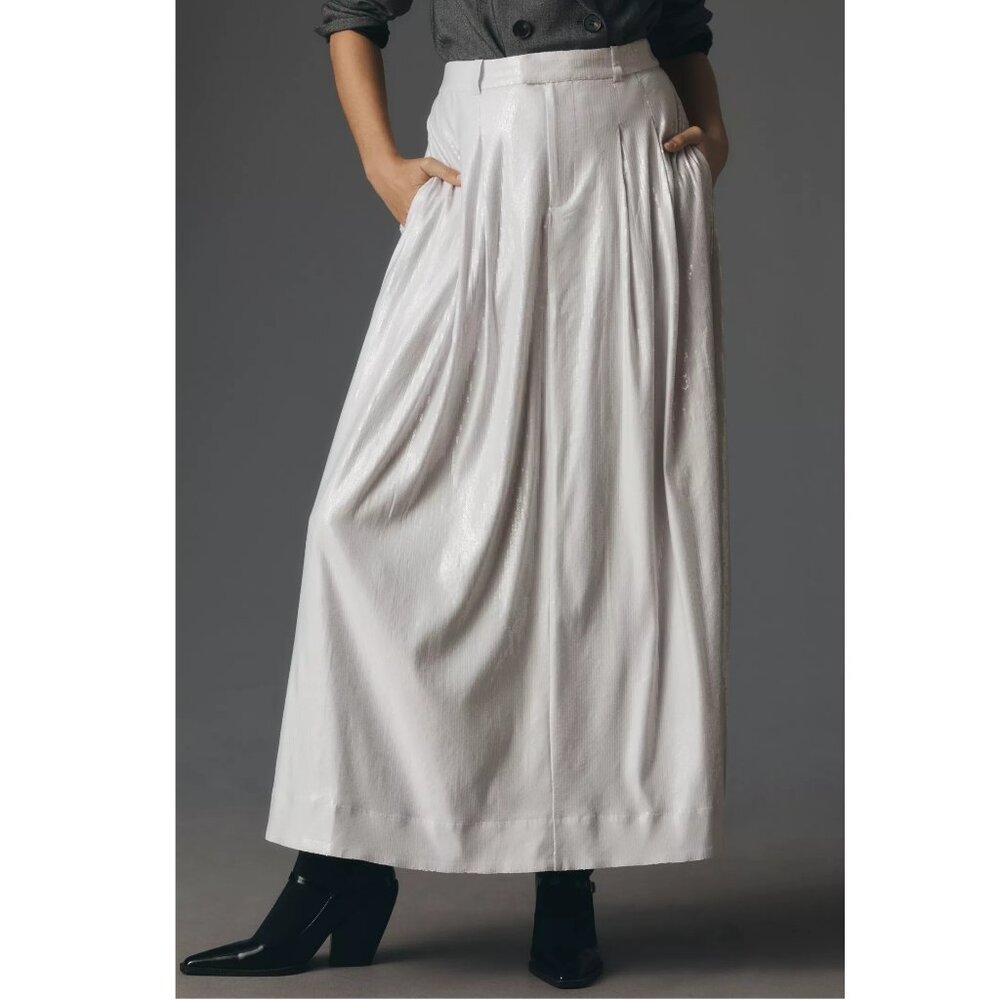 Anthropologie The Avery Pleated Maxi Skirt by Maeve: Sequin Edition 2 Petite 2P